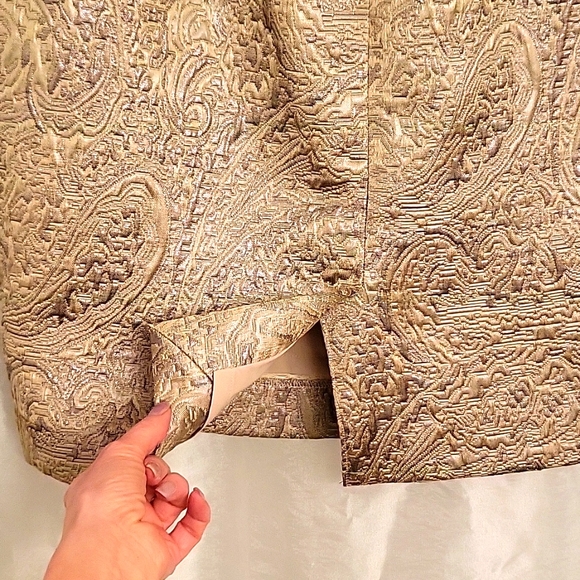 Gold Brocade Pencil Skirt, The Limited, 14 - Picture 10 of 14